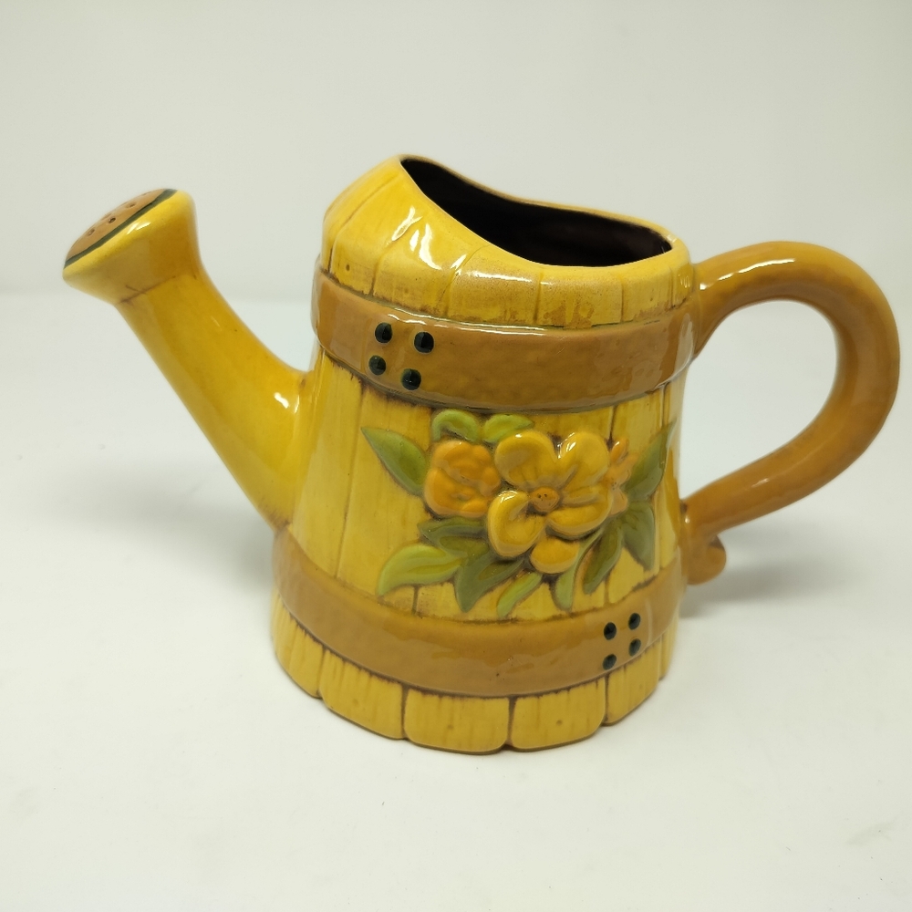 1970s Kitschy Watering Can Planter Unusual and Unique Vintage 70s Planter Pot